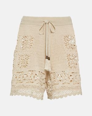 Zimmermann Crocheted Cotton Shorts - Natural