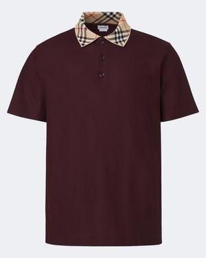 Burberry Check Cotton Pique Polo Shirt - Red