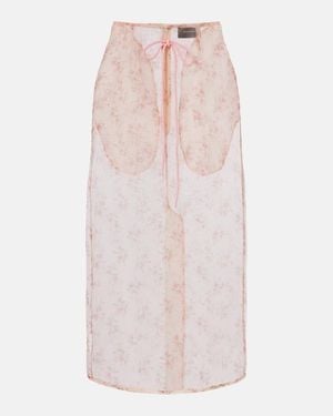 Simone Rocha Floral Midi Skirt - Pink