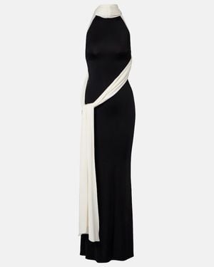 The New Arrivals Ilkyaz Ozel Leia Scarf-Detail Halterneck Gown - Black