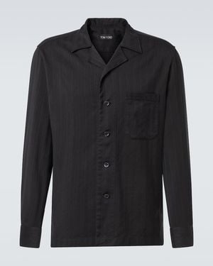 Tom Ford Striped Cotton And Silk Shirt - Black