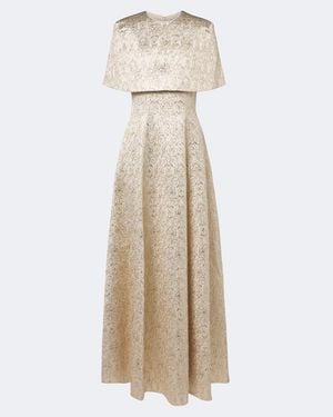 Emilia Wickstead Lucretia Caped Floral Jacquard Gown - Natural