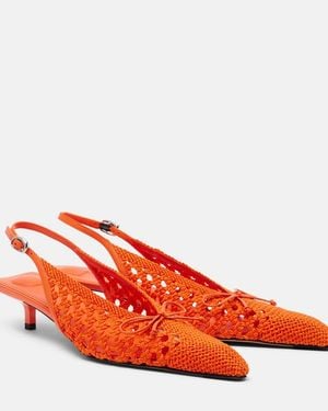 Jacquemus Cubisto Raffia-Effect Slingback Pumps - Red