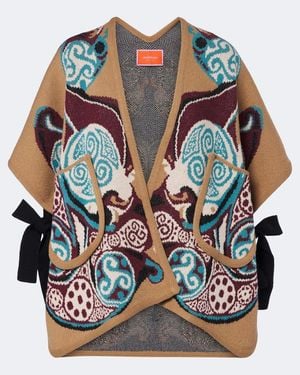 La DoubleJ Cape Alchemy Aus Woll-Jacquard - Blau