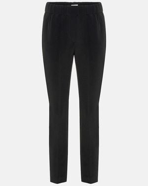 Brunello Cucinelli Silk-blend Cropped Pants - Black