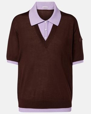 Moncler Virgin Wool Polo Shirt - Brown