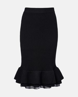 Nina Ricci Peplum Wool-Blend Midi Skirt - Black