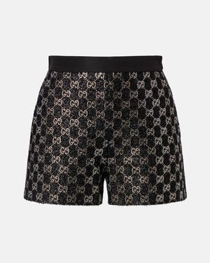 Gucci Gg Embellished High-Rise Shorts - Black
