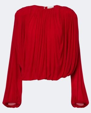 Magda Butrym Polopullover Aus Baumwolle Und Seide - Rot