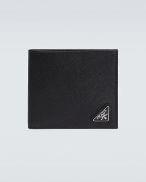 Prada Cartera Plegable De Piel Saffiano - Black