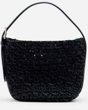 TOTEME Henkeltasche Belted Small Aus Raffiabast - Schwarz