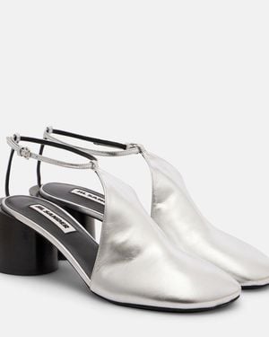 Jil Sander Metallic Leather Pumps - White