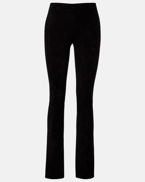 Stouls Jp Long Suede Flared Trousers - Black