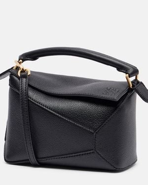 Loewe Puzzle Edge Mini Leather Top-Handle Bag - Black