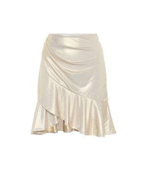 Balmain Exclusivo En Mytheresa – Minifalda De Lamé Con Volantes - Natural