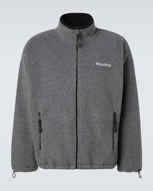 Miu Miu Logo Fleece Sweatshirt - Grey