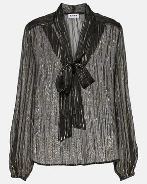 RIXO London Metallic Bluse Moss Aus Jacquard - Schwarz