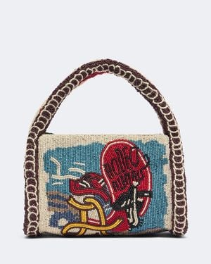 ALÉMAIS Verzierte Schultertasche Ace Small - Blau