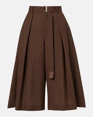 Sacai Pleated Belted Shorts - Brown