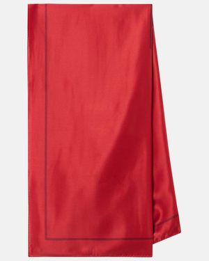 Saint Laurent Cassandre Printed Silk Charmeuse Scarf - Red