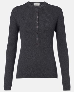 Lisa Yang Top Henley Airi En Coton Et Cachemire - Bleu