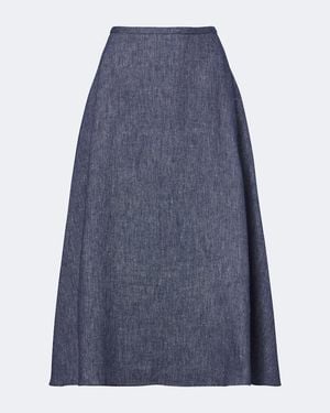 Carolina Herrera Linen, Wool, And Silk-Blend Midi Skirt - Blue