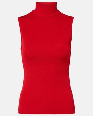 Loewe Double L Ribbed-Knit Top - Red