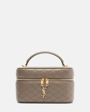 Saint Laurent Gaby Quilted Leather Vanity Bag - White