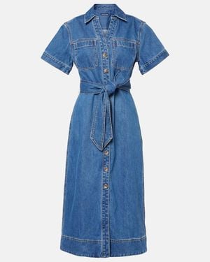 Veronica Beard Tabby Cotton Shirt Dress - Blue