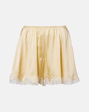 Chloé Shorts Aus Seidensatin Mit Spitze - Natur