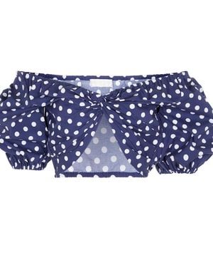 Caroline Constas Rhys Polka-Dot Crop Top - Blue