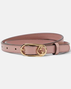 Gucci Cinturón Fino Con Gg Entrelazada Redonda, Talla 75 - Rosa