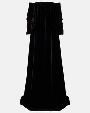 Max Mara Open-Back Cotton Velvet Gown - Black