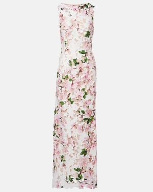 Oscar de la Renta Floral Guipure Lace Gown - White