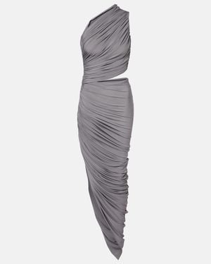 Alaïa Cut-Out Draped Stretch-Woven Maxi Dress - Grey
