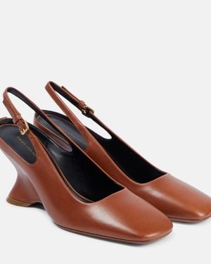 Dries Van Noten Leather Slingback Court Shoes - Brown