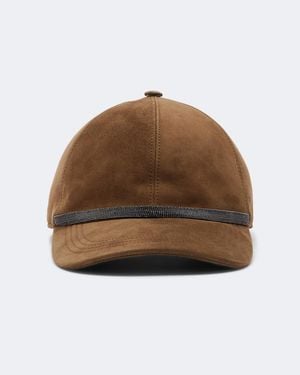 Brunello Cucinelli Monili Suede Baseball Cap - Brown