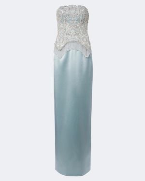 Georges Hobeika Embellished Satin Corset Gown - Blue