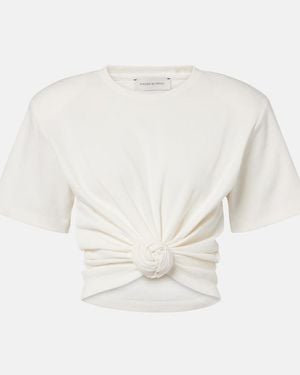 Magda Butrym Cropped Cotton-Blend T-Shirt - White