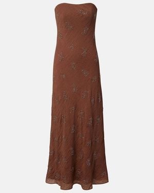 STAUD Cassie Beaded Organza Maxi Dress - Brown