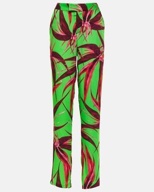 Louisa Ballou Floral Straight Pants - Green