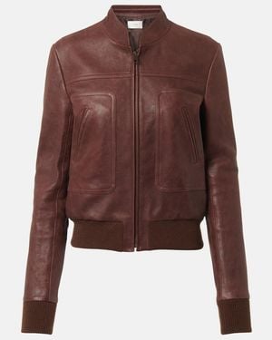 The Row Bader Leather Jacket - Brown