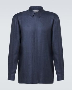 Gabriela Hearst Nicolas Wool, Silk, And Linen Shirt - Blue