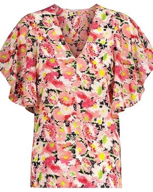 Stella McCartney Floral Silk Crepe Blouse - Red