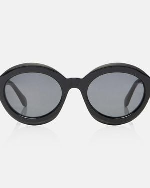 Alaïa Lettering Logo Round Sunglasses - Brown