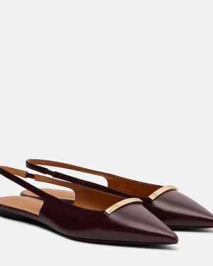 Tod's Barretta Leather Slingback Flats - Brown