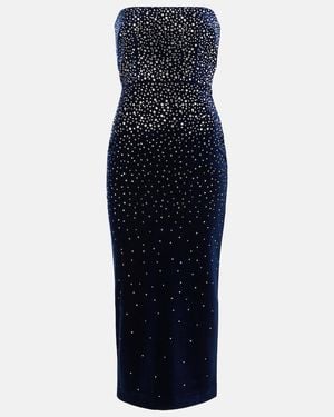 Alex Perry Embellished Velvet Midi Dress - Blue