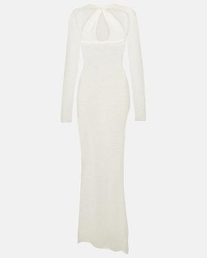 Coperni Semi-sheer Cutout Wool-blend Maxi Dress - White