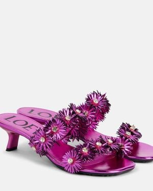 Loewe Paula's Ibiza Sandalen Petal Flower Aus Leder - Lila