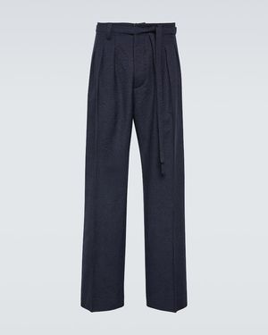 Visvim Pantaloni Hakama in lana, lino e seta - Blu